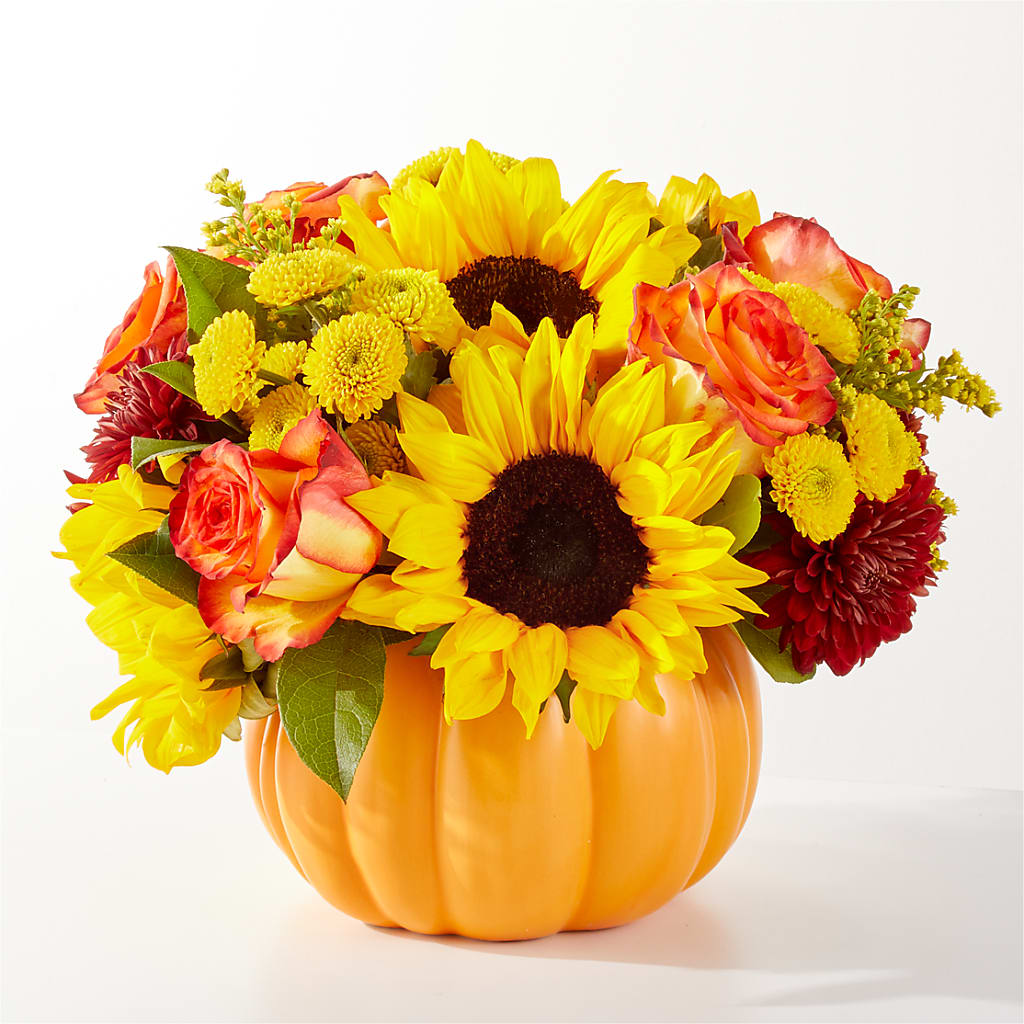 Golden Gourd Pumpkin Bouquet – ROSEMARY & PEPPER FLOWER CO, Gaylord MI