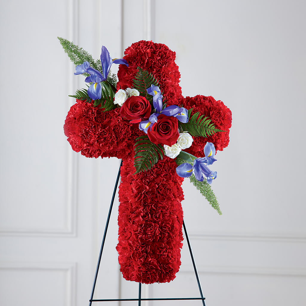 Faithful Hero Floral Cross – ROSEMARY & PEPPER FLOWER CO, Gaylord MI