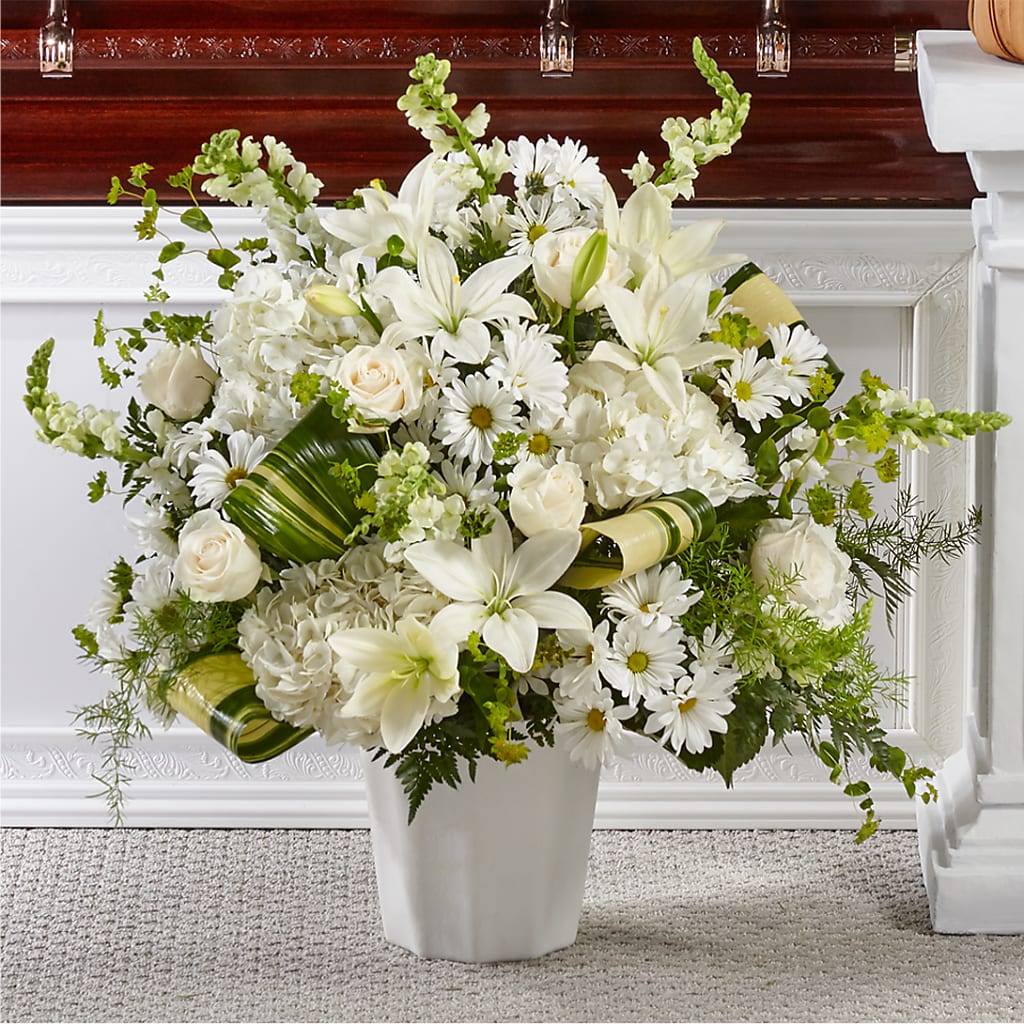 Thoughts of Tranquility Floor Basket – ROSEMARY & PEPPER FLOWER CO, Gaylord MI