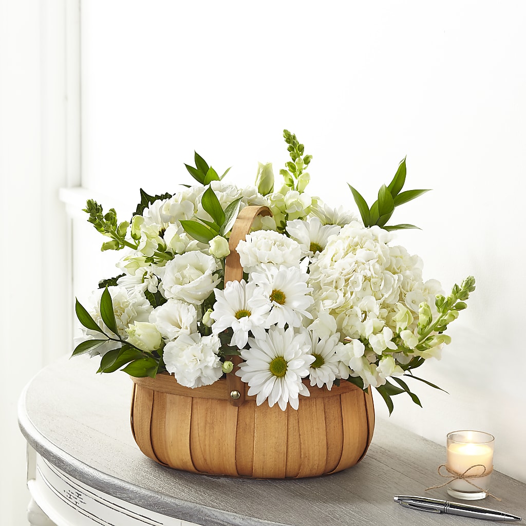 Pure Ivory Basket – ROSEMARY & PEPPER FLOWER CO, Gaylord MI