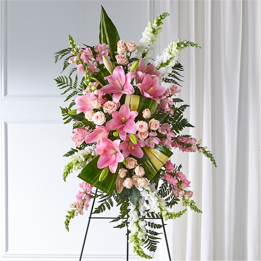Elegant Embrace Standing Spray – ROSEMARY & PEPPER FLOWER CO, Gaylord MI