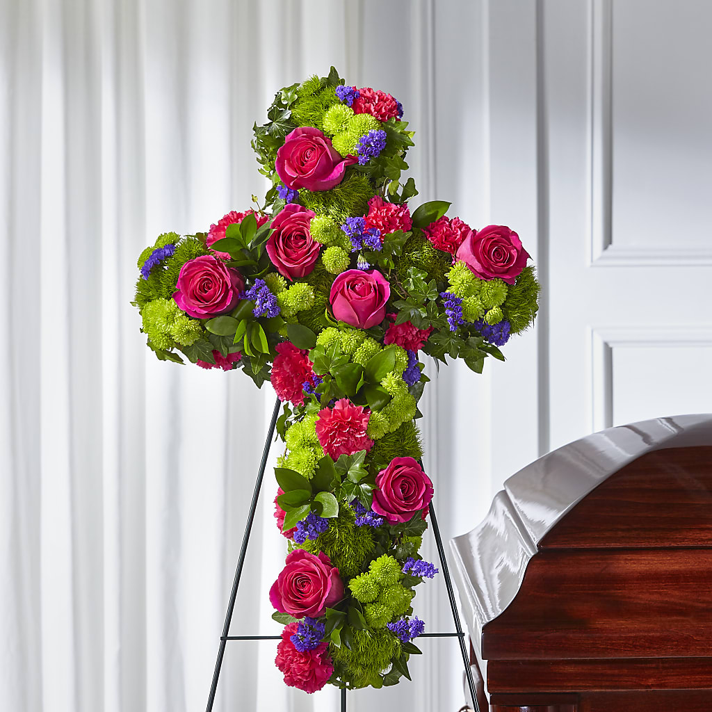 Tribute Rose Floral Cross – ROSEMARY & PEPPER FLOWER CO, Gaylord MI