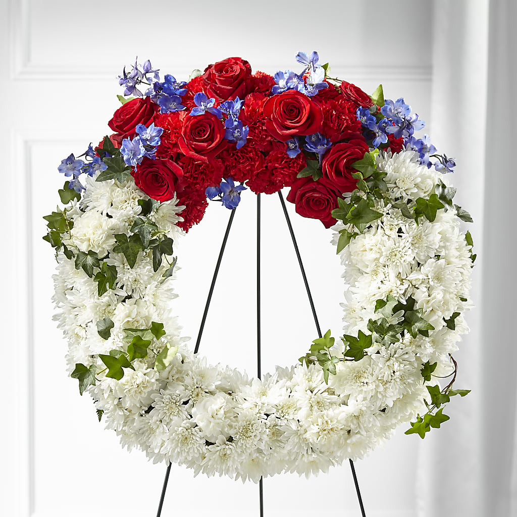 Patriotic Passion Wreath – ROSEMARY & PEPPER FLOWER CO, Gaylord MI