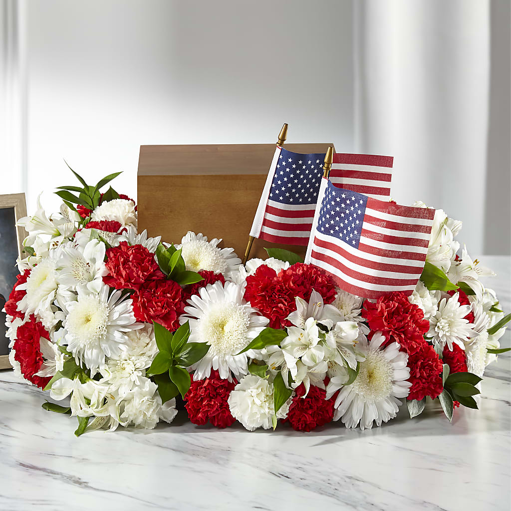 Spirit of Patriotism Cremation Adornment – ROSEMARY & PEPPER FLOWER CO, Gaylord MI