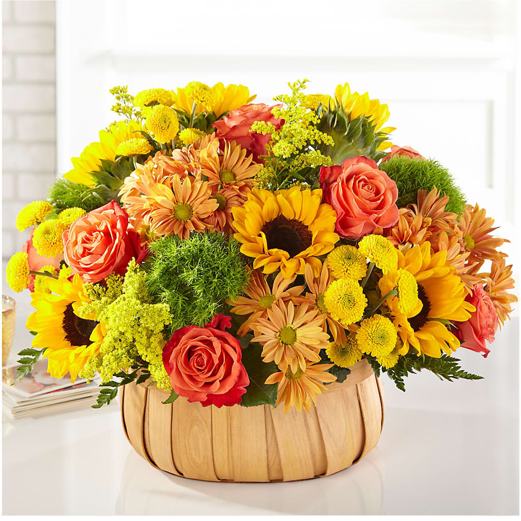 Harvest Sunflower Basket – ROSEMARY & PEPPER FLOWER CO, Gaylord MI
