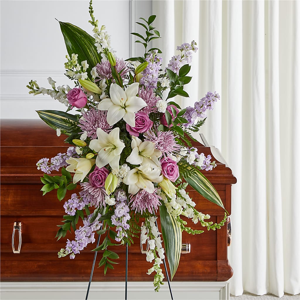 Grateful Hearts Standing Spray – ROSEMARY & PEPPER FLOWER CO, Gaylord MI