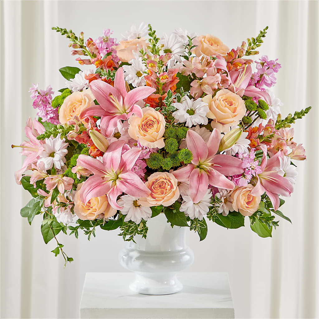 Heartfelt Gesture Urn Arrangement – ROSEMARY & PEPPER FLOWER CO, Gaylord MI