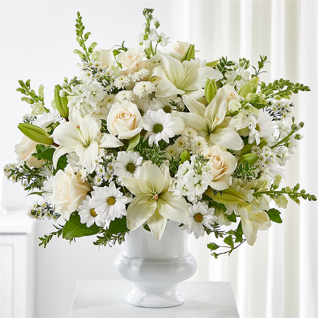 Uplifting Urn Arrangement – ROSEMARY & PEPPER FLOWER CO, Gaylord MI