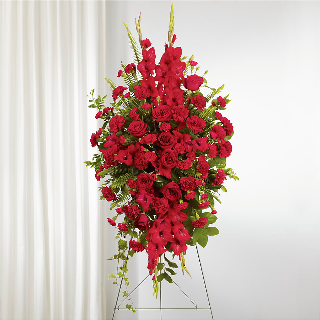 From the Heart Standing Spray – ROSEMARY & PEPPER FLOWER CO, Gaylord MI