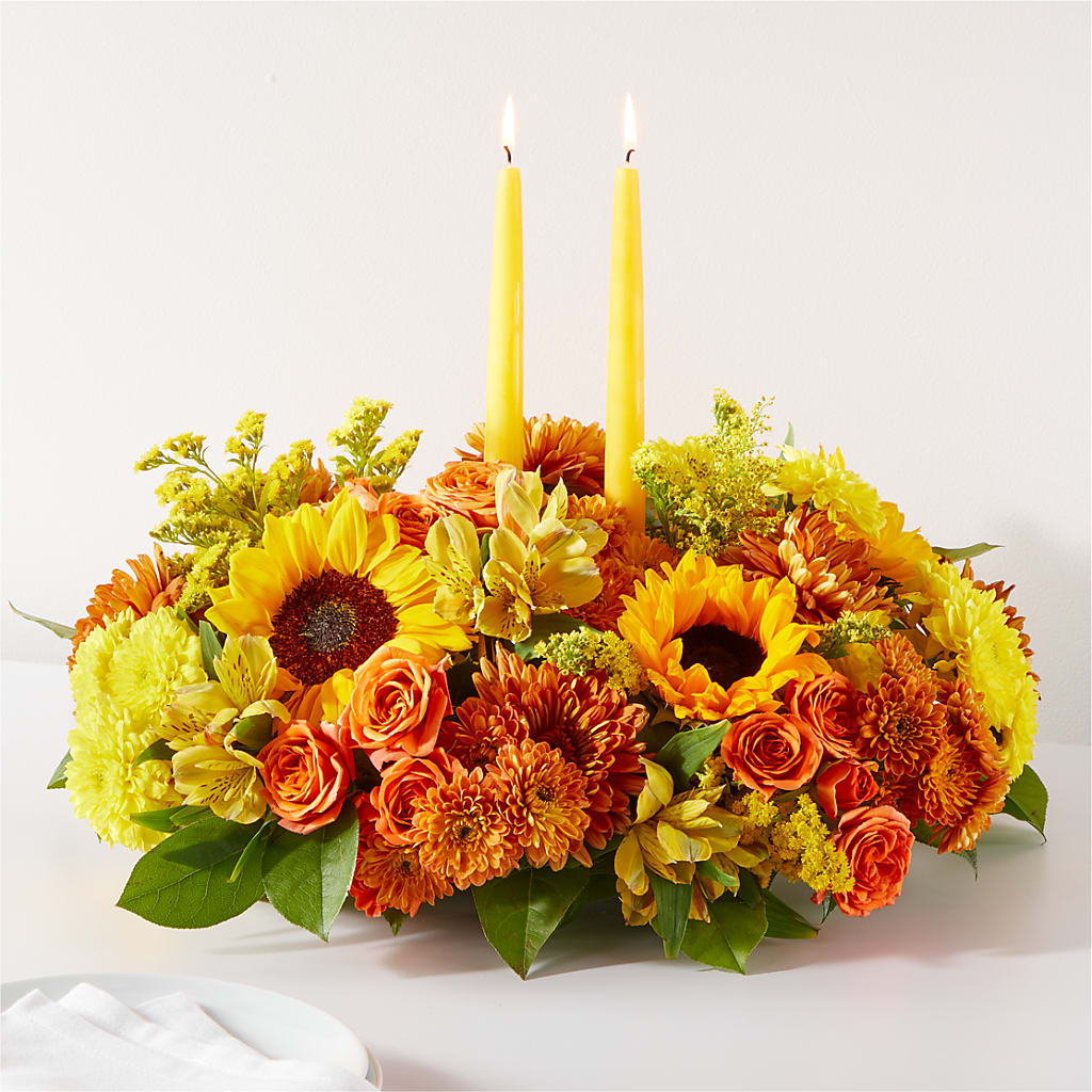 Autumn Harmony Centerpiece – ROSEMARY & PEPPER FLOWER CO, Gaylord MI