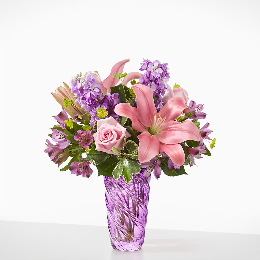 Precious Petals Bouquet with Luxe Swirl Vase – ROSEMARY & PEPPER FLOWER CO, Gaylord MI