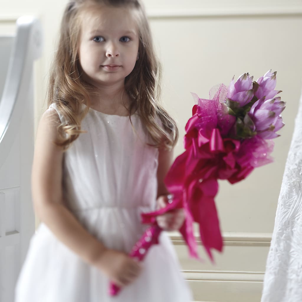 Sparkle Pink Flower Girl Bouquet – ROSEMARY & PEPPER FLOWER CO, Gaylord MI