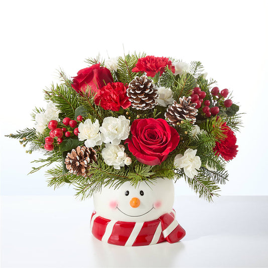 Jolly Snowman Bouquet – ROSEMARY & PEPPER FLOWER CO, Gaylord MI