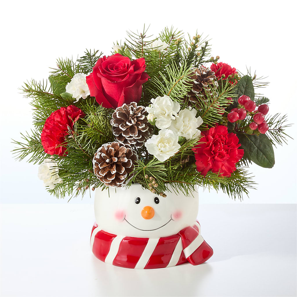 Jolly Snowman Bouquet – ROSEMARY & PEPPER FLOWER CO, Gaylord MI