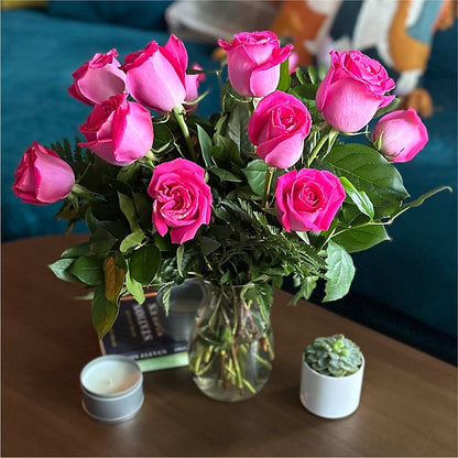 Long Stem Pink Rose Bouquet – ROSEMARY & PEPPER FLOWER CO, Gaylord MI