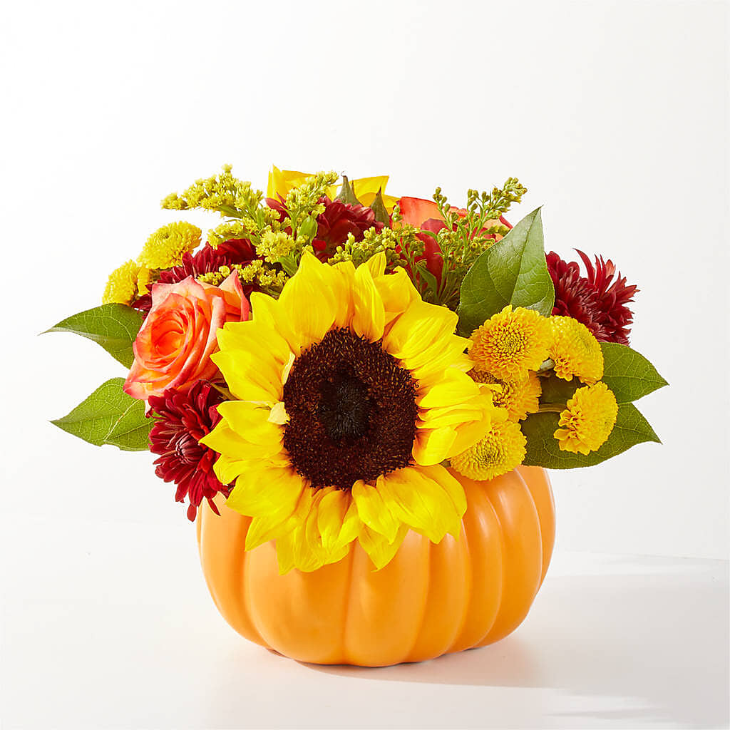 Golden Gourd Pumpkin Bouquet – ROSEMARY & PEPPER FLOWER CO, Gaylord MI