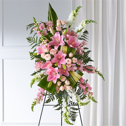 Elegant Embrace Standing Spray – ROSEMARY & PEPPER FLOWER CO, Gaylord MI