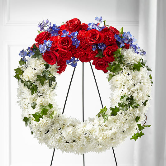 Patriotic Passion Wreath – ROSEMARY & PEPPER FLOWER CO, Gaylord MI
