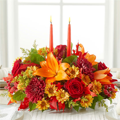 Autumn's Embrace Centerpiece – ROSEMARY & PEPPER FLOWER CO, Gaylord MI