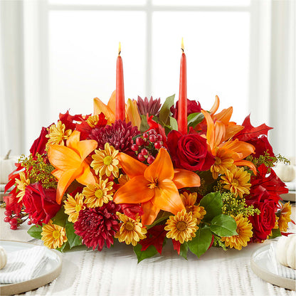Autumn's Embrace Centerpiece – ROSEMARY & PEPPER FLOWER CO, Gaylord MI