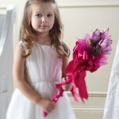 Sparkle Pink Flower Girl Bouquet – ROSEMARY & PEPPER FLOWER CO, Gaylord MI